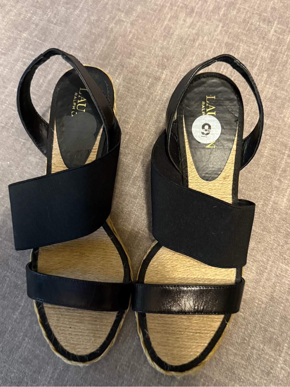 Ralph Lauren Black Espadrille Slingback Sandals